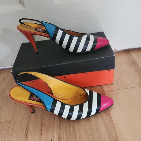 Colorful Striped Anne Klein Heels 8M - Picture 1 of 3